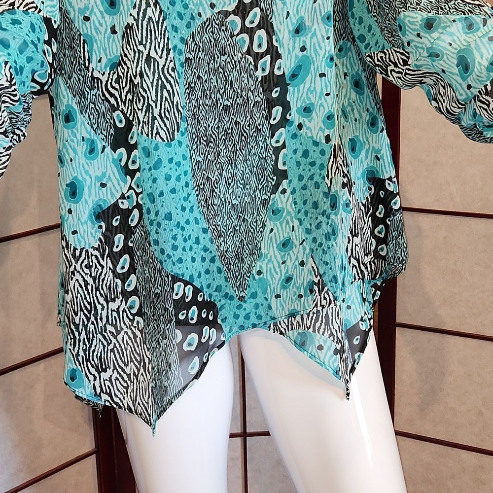 Style & Co. Sheer Layered Multi-Pattern Blouse - Picture 3 of 9